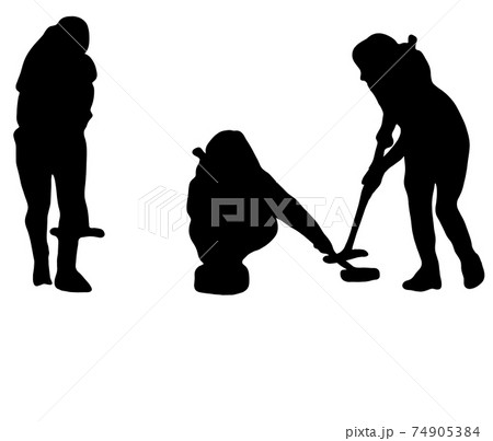 スポーツ カーリングのシルエットのイラスト素材