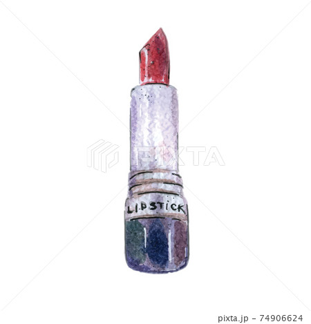 Watercolor illustration of lipstick, red color Watercolor illustration of lipstick, red color 74906624