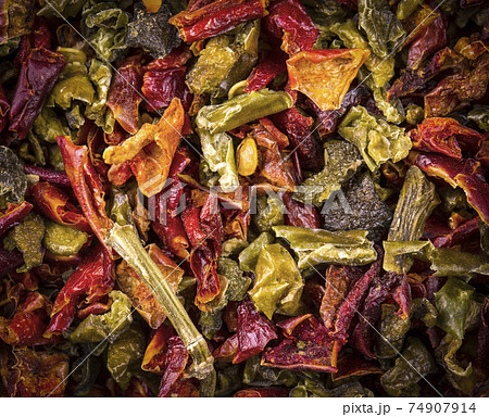 texture dried peppers and seeds. Close up texture dried peppers and seeds. Close up 74907914