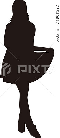 スカートのかわいいモデル女性シルエットのイラスト素材