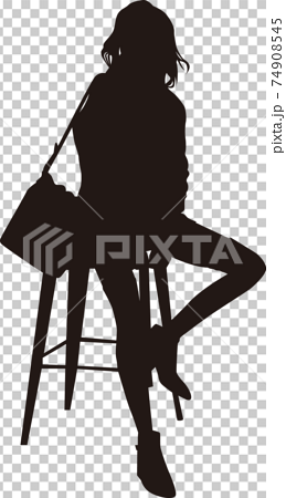 椅子に座るモデル女性のイラスト素材