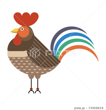Rooster or Cock Bird Icon in Flat Design 74908659