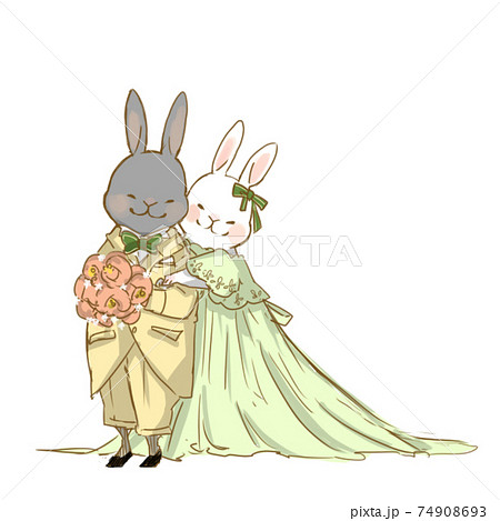 うさぎの結婚式のイラスト素材