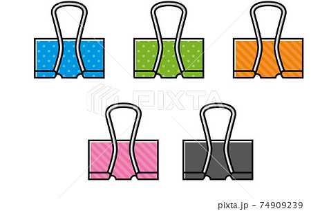 柄のかわいいダブルクリップのまとめセット 版ずれ のイラスト素材