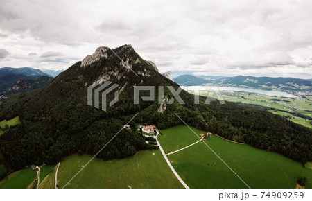 drone photo on lake Mondsee at Upper Austria, Oberosterreich 74909259