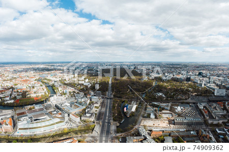Aerial View of Berlin on cloudy autumn day Aerial View of Berlin on cloudy autumn day 74909362