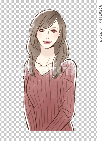 メイクをした笑顔の女性＿ボルドー系 74910256