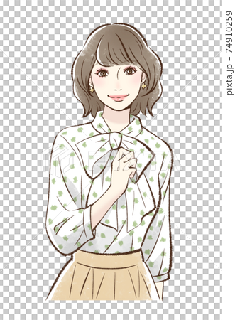 メイクをした笑顔の女性＿ピンク系 74910259