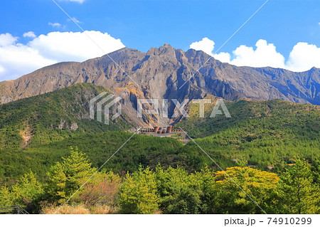 【鹿児島県】湯之平展望所から見た桜島 74910299