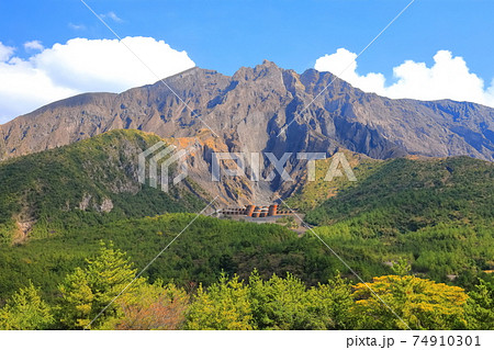 【鹿児島県】湯之平展望所から見た桜島 74910301