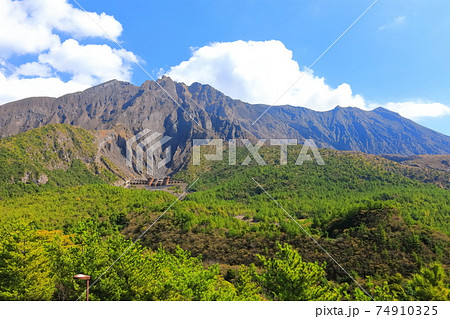 【鹿児島県】湯之平展望所から見た桜島 74910325