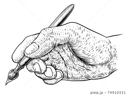 Artists Paintbrush Hand Vintage Woodcut Print 74910331