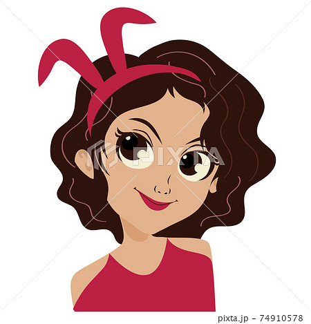 cute girl curl hair with bunny band cute girl curl hair with bunny band 74910578