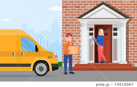 Man left cardboard boxes with goods Man left cardboard boxes with goods 74910967
