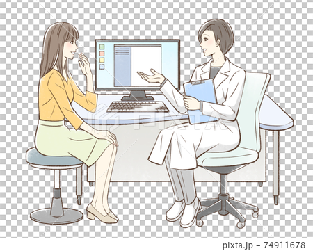 カウンセリングするドクターと女性患者 74911678