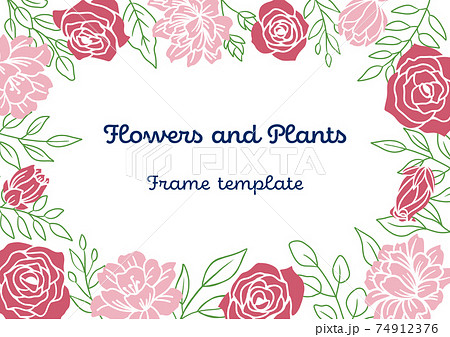 花と植物のフレームテンプレートのイラスト素材