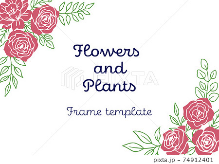 花と植物のフレームテンプレートのイラスト素材