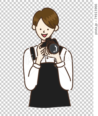 相機女孩女插畫 74913966