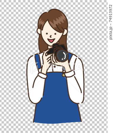 カメラ女子 女性 イラストのイラスト素材