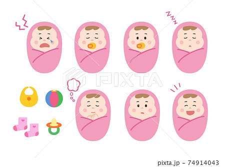 赤ちゃん・おくるみセット（主線無し） 74914043