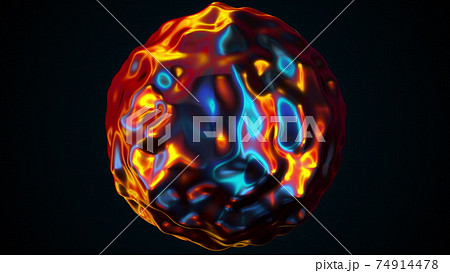 Fluid iridescent blob with a bumpy surface, computer generated, 3d rendering abstract background 74914478