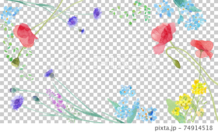 花在春天領域構築設計。水彩插圖跟踪矢量。佈局可以更改。 74914518