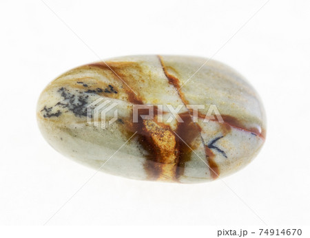 tumbled chinese Picture jasper stone on white tumbled chinese Picture jasper stone on white 74914670