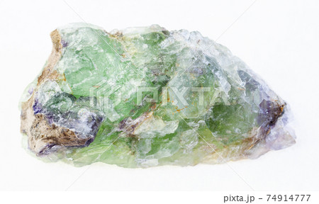 raw green Beryl with Alexandrite stone on white 74914777