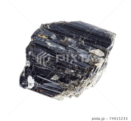 rough black Tourmaline (Schorl) stone on white 74915233