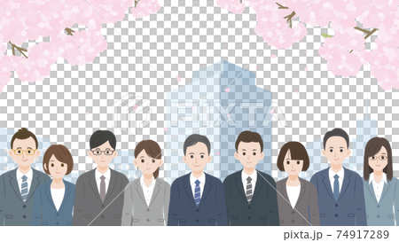 營業所上班族櫻花就業新畢業生插圖素材 74917289