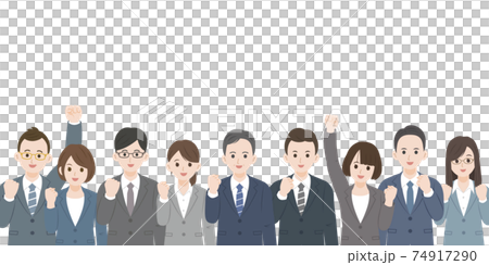 ビジネス 会社員 チームワーク 応援 ガッツポーズ 男女 上半身 イラスト素材のイラスト素材