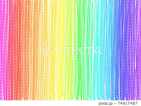 虹色 クレヨン 色鉛筆 手書き 背景素材 レインボー ストライプのイラスト素材
