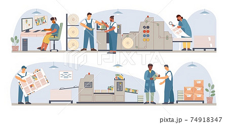 Print Book Publishing House Flat Composition Set 74918347