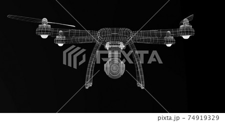 Drone 3 D model on black background 74919329
