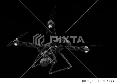 Drone 3 D model on black background 74919333
