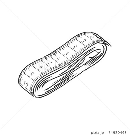 hand drawn, sketch illustration of measuring tape. centimeter tape vector sketch illustration 74920443