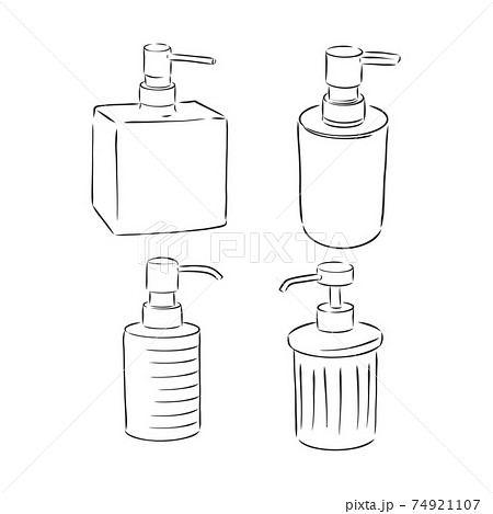 doodle hand sanitizer bottle illustration with hand drawn style vector. soap dispenser vector sketch illustration 74921107