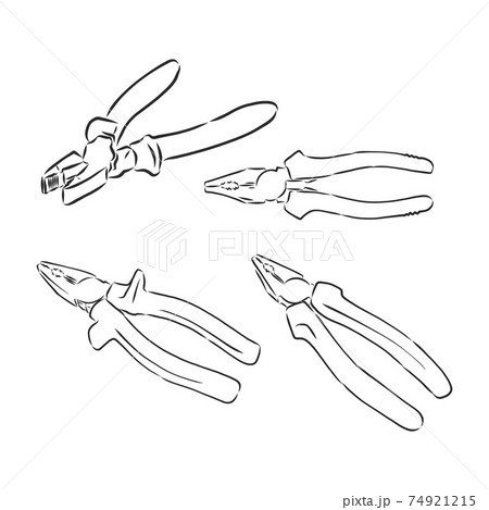 Continuous one line drawing wrench and pliers. Simple one line drawing building tools concept. pliers vector sketch illustration 74921215