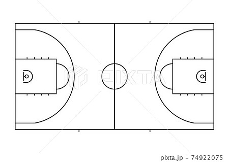 バスケットボールコート モノクロ のイラスト素材