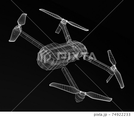 Drone 3D model on black background Drone 3D model on black background 74922233