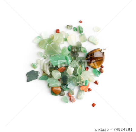 Colorful semiprecious stones mix, pebbles collection isolated Colorful semiprecious stones mix, pebbles collection isolated 74924291