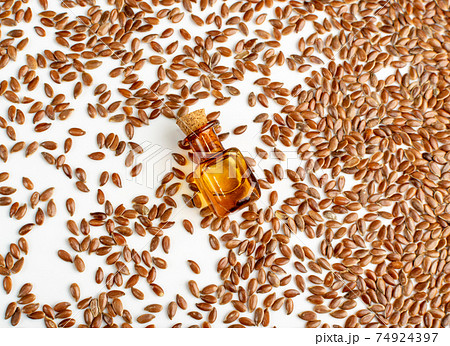 Flax Seeds Oil, Essential Oil, Tincture in Small Vintage Bottle Flax Seeds Oil, Essential Oil, Tincture in Small Vintage Bottle 74924397