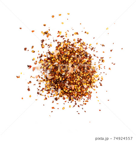 Red Chilli Pepper Flakes with Seeds Isolated Red Chilli Pepper Flakes with Seeds Isolated 74924557