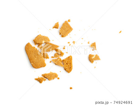 Broken Ginger Snap Isolated. Crumbled Rectangular Ginger Nut Broken Ginger Snap Isolated. Crumbled Rectangular Ginger Nut 74924691