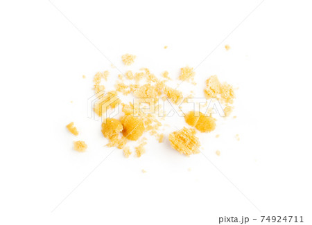 Crunchy Wafer Sticks Crumbs Isolated on White Background 74924711