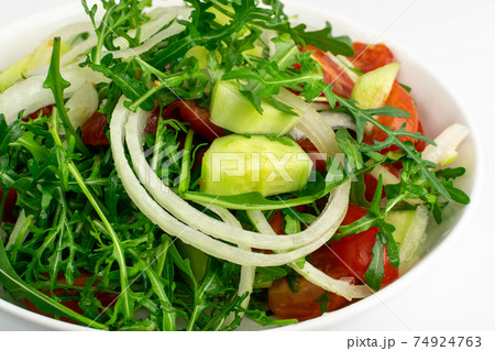 Arugula, Arugula, Ruccola Leaves, Rucola, Eruca or Roquette Salad 74924763