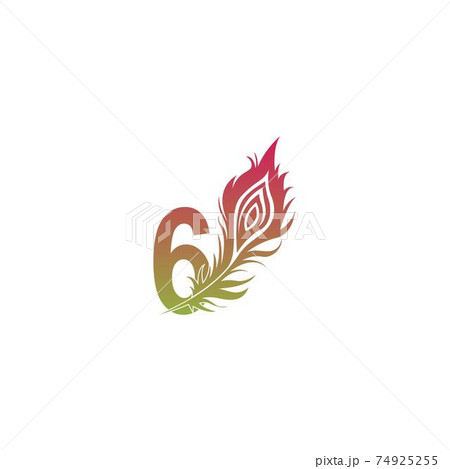 Number 6 with feather logo icon design vector Number 6 with feather logo icon design vector 74925255