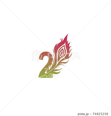 Number 2 with feather logo icon design vector Number 2 with feather logo icon design vector 74925256