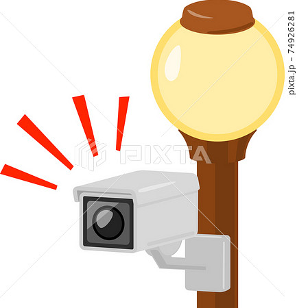 街灯に設置された監視カメラのイラスト素材