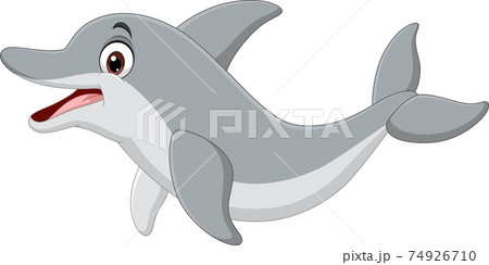 Cartoon funny dolphin on white background 74926710